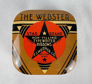Vintage Typewriter Ribbon w Tin Can The Webster STAR Brand Art Deco USA